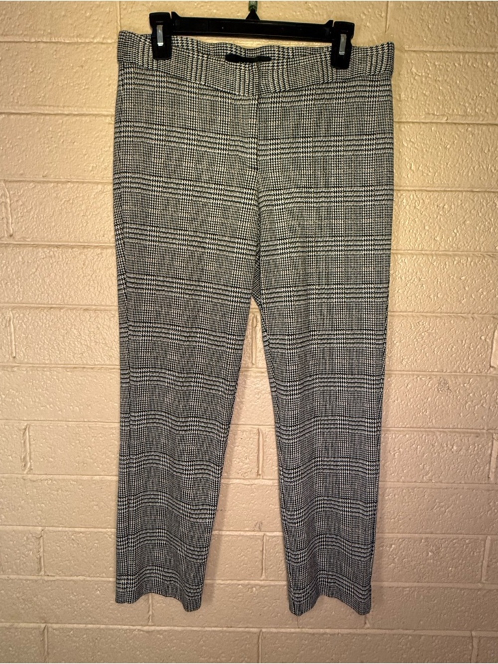 Amanda+ Chelsea Plaid Straight-Leg Dress Pants in Black and White